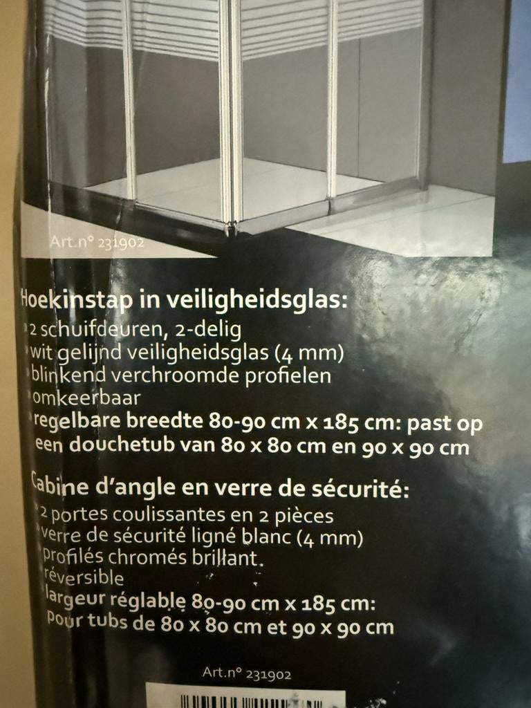 Cabine de douche chromée avec portes coulissantes 90x90, Enlèvement, Chrome