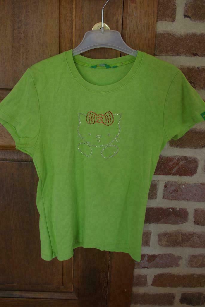 t-shirt Hello Kitty, Ophalen of Verzenden, Maat 36 (S), Groen, Korte mouw