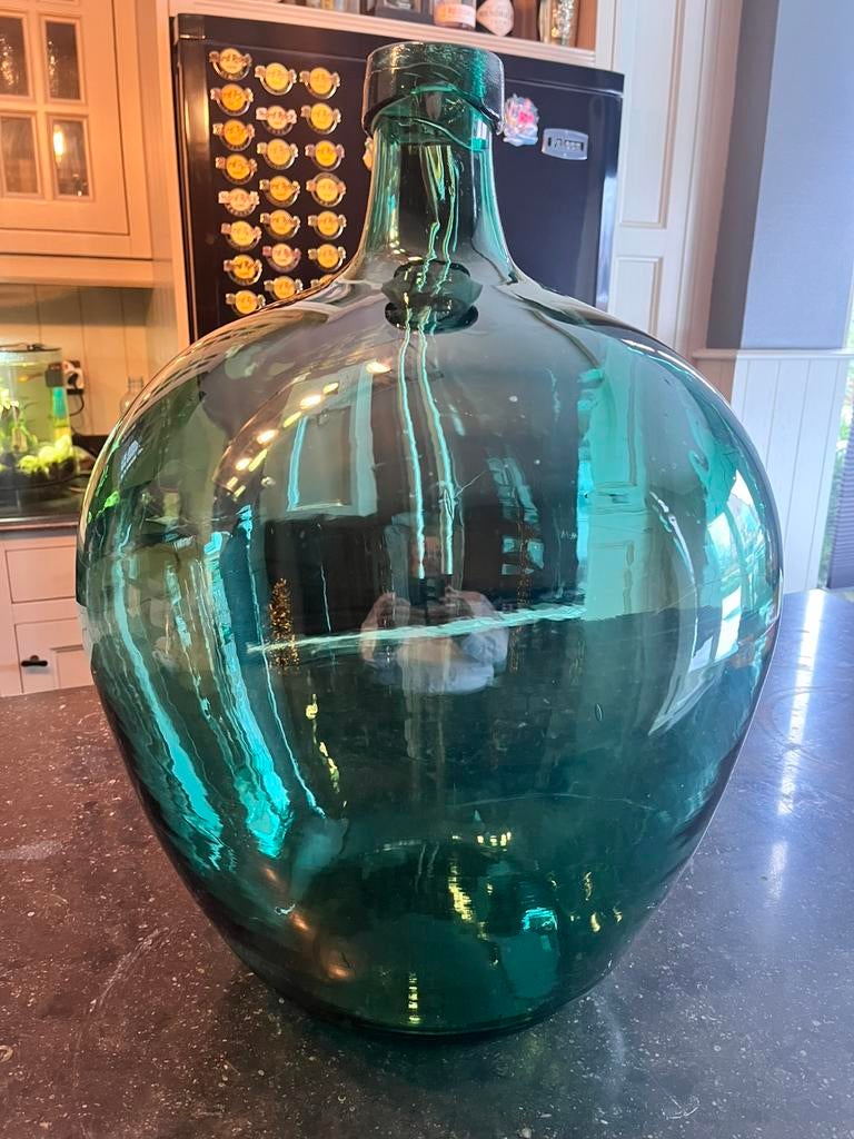 Decoratieve groene wijn/bloemenvaas, Ophalen, Zo goed als nieuw, Groen, Glas