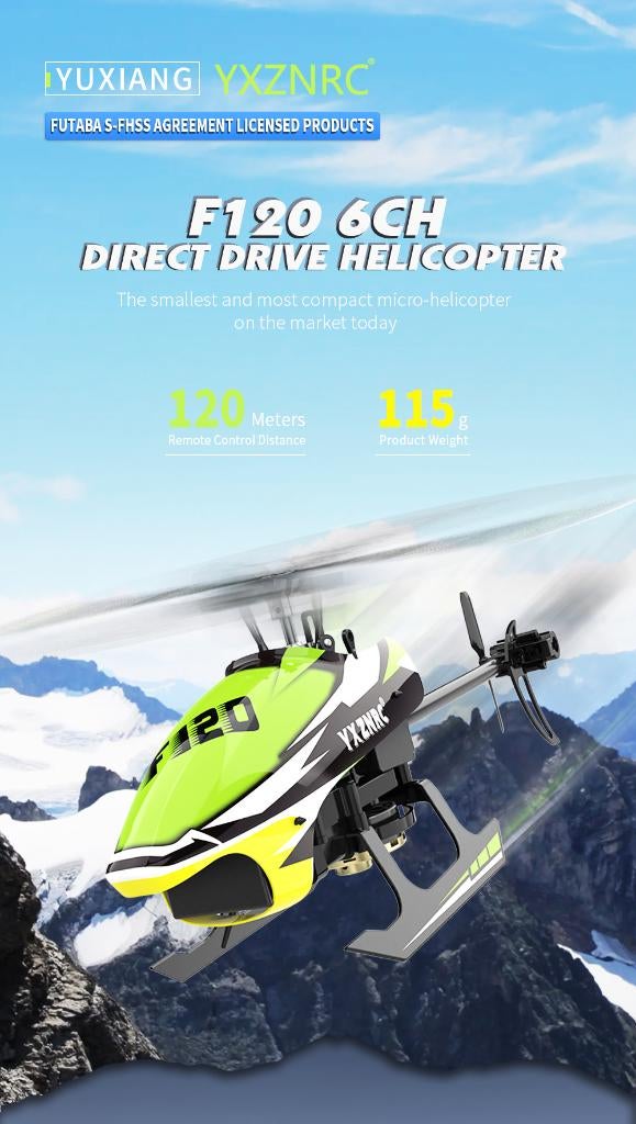 YX F120 RC Helicopter 2.4G 6CH Direct Drive Brushless Motor, Neuf, Enlèvement ou Envoi, RTF (Ready to Fly), Électro