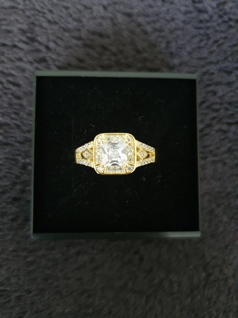 Nieuwe zilveren ring verguld maat 56, Bijoux, Sacs & Beauté, Bagues, Neuf, Enlèvement ou Envoi, Or, Avec cristal
