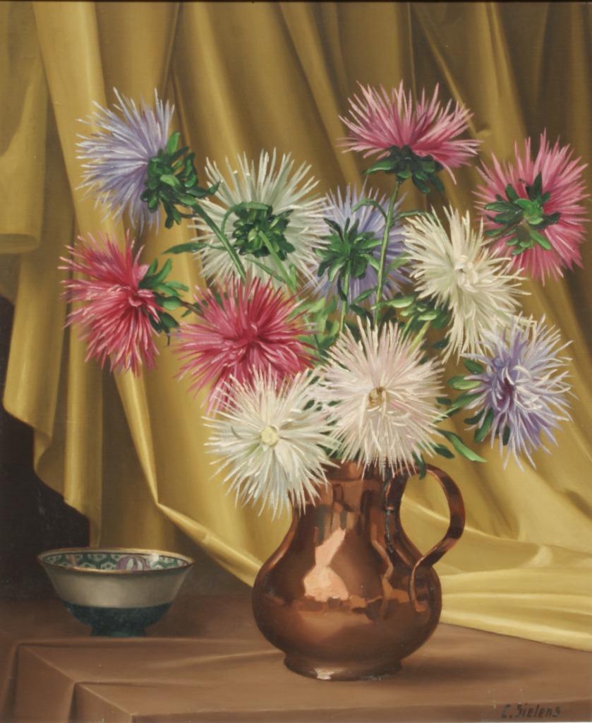 Claude Sielens: Bloemenstilleven (O/D, 62 x 72 cm), Enlèvement ou Envoi