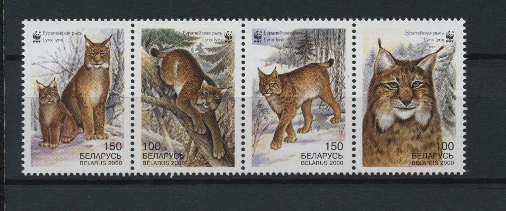 WWF Belarus reeks lynxen postfris, Postzegels en Munten, Verzenden, Postfris, Dier of Natuur