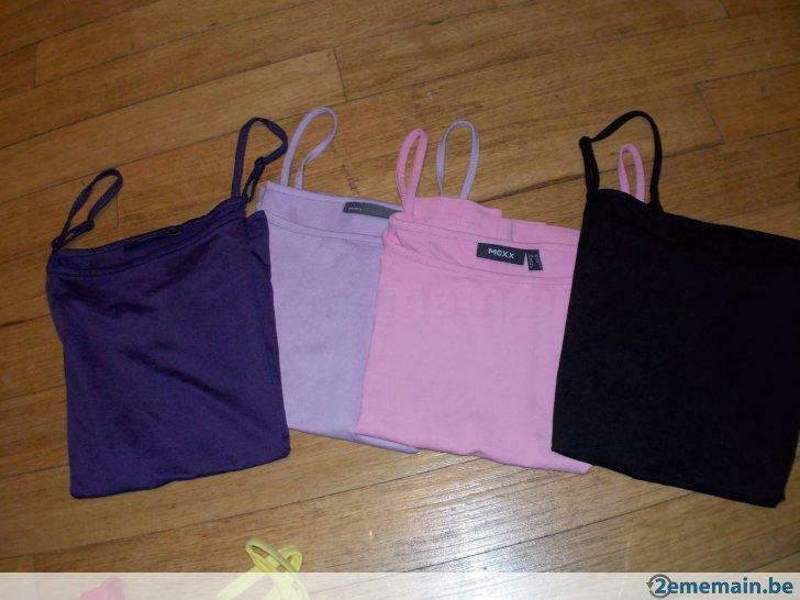MEXX lot de 4 t-shirts fines bretelles XS, Porté, Taille 34 (XS) ou plus petite