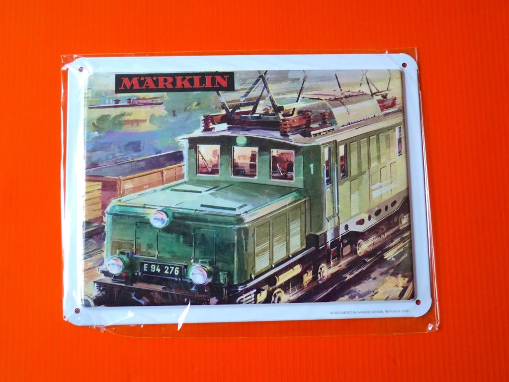 PLAQUE METALLIQUE - CATALOGUE MÄRKLIN 1964 - CROCODILE 3022, Enlèvement ou Envoi, Comme neuf, Train, Modèle réduit