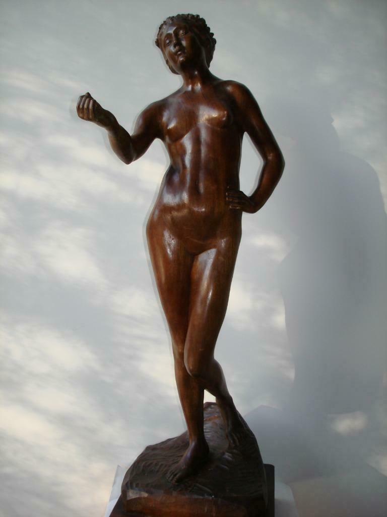 1920 B. TUERLINCKX staand naakt baadster Kongo hout 73 cm, Ophalen