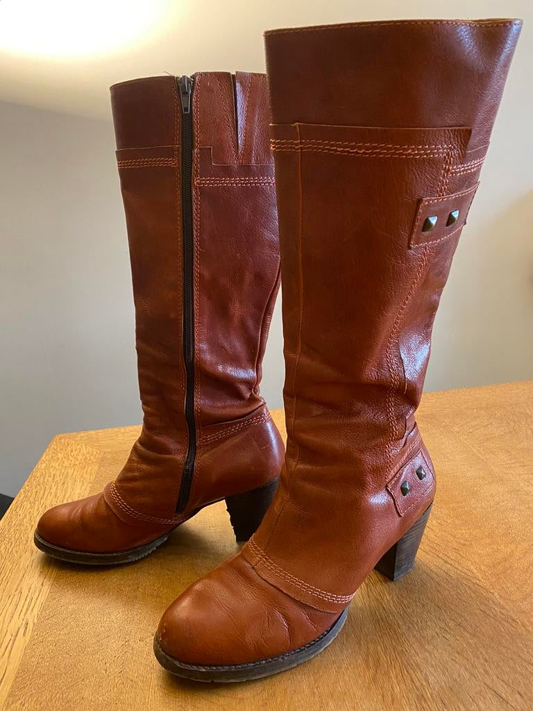 Superbes bottes en cuir taille 40 (Brako) marron/rouge, Enlèvement ou Envoi, Comme neuf