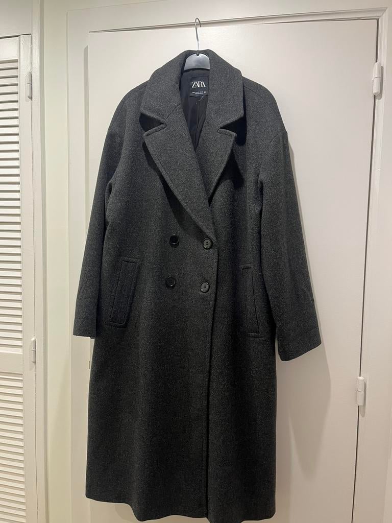 Lange grijze mantel Zara, maat XL, Kleding | Dames, Ophalen, Zo goed als nieuw, Maat 46/48 (XL) of groter