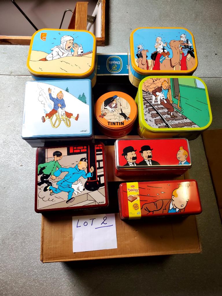 Tintin, Hergé, boîtes en fer. Kuifje, Tim und Strppi.Lot 2, Enlèvement ou Envoi, Utilisé, Biscuits