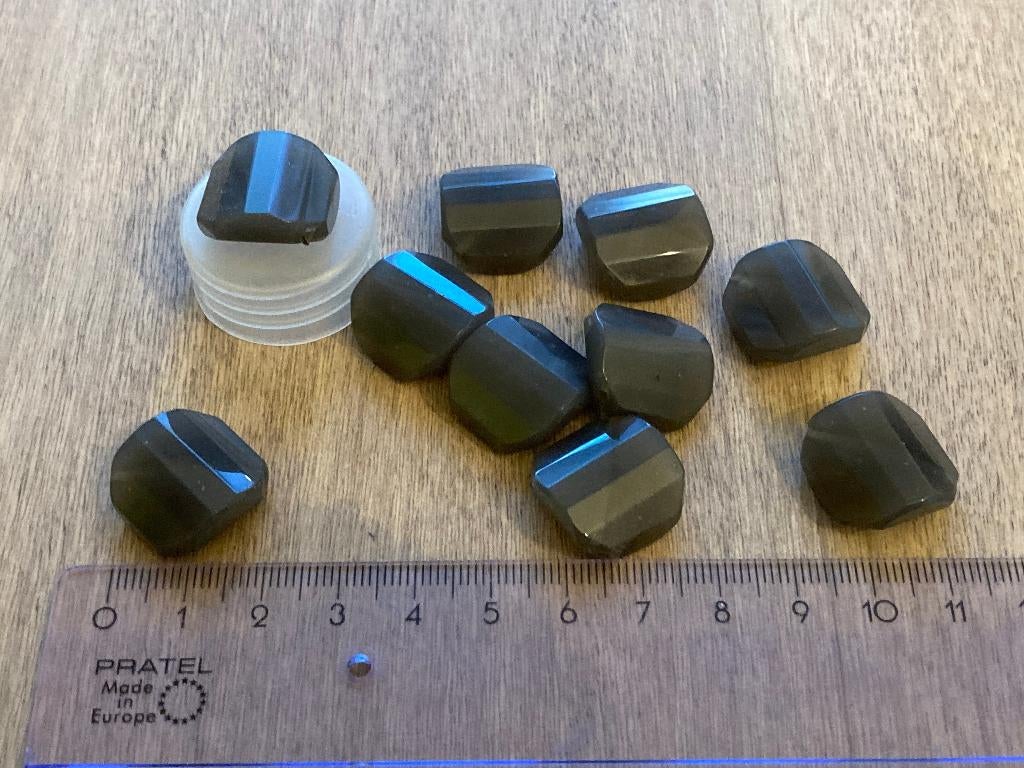 Glaskralen geslepen grijs - 10 stuks, Ophalen of Verzenden, Nieuw, Kraal