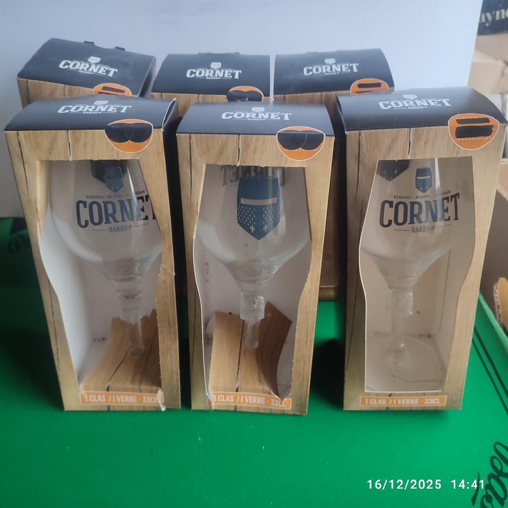 6 CORNET-bierglazen., Ophalen, Zo goed als nieuw, Glas of Glazen, Overige merken
