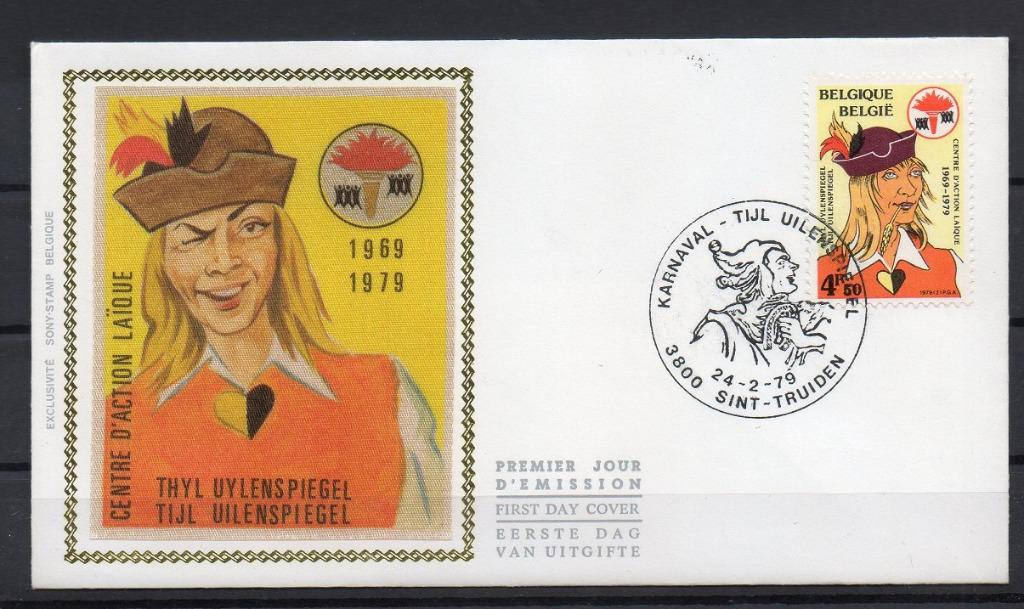 Année 1979 : FDC 1923 soie - Centre Action Laïque - Obli Sin, Postzegels en Munten, Ophalen of Verzenden