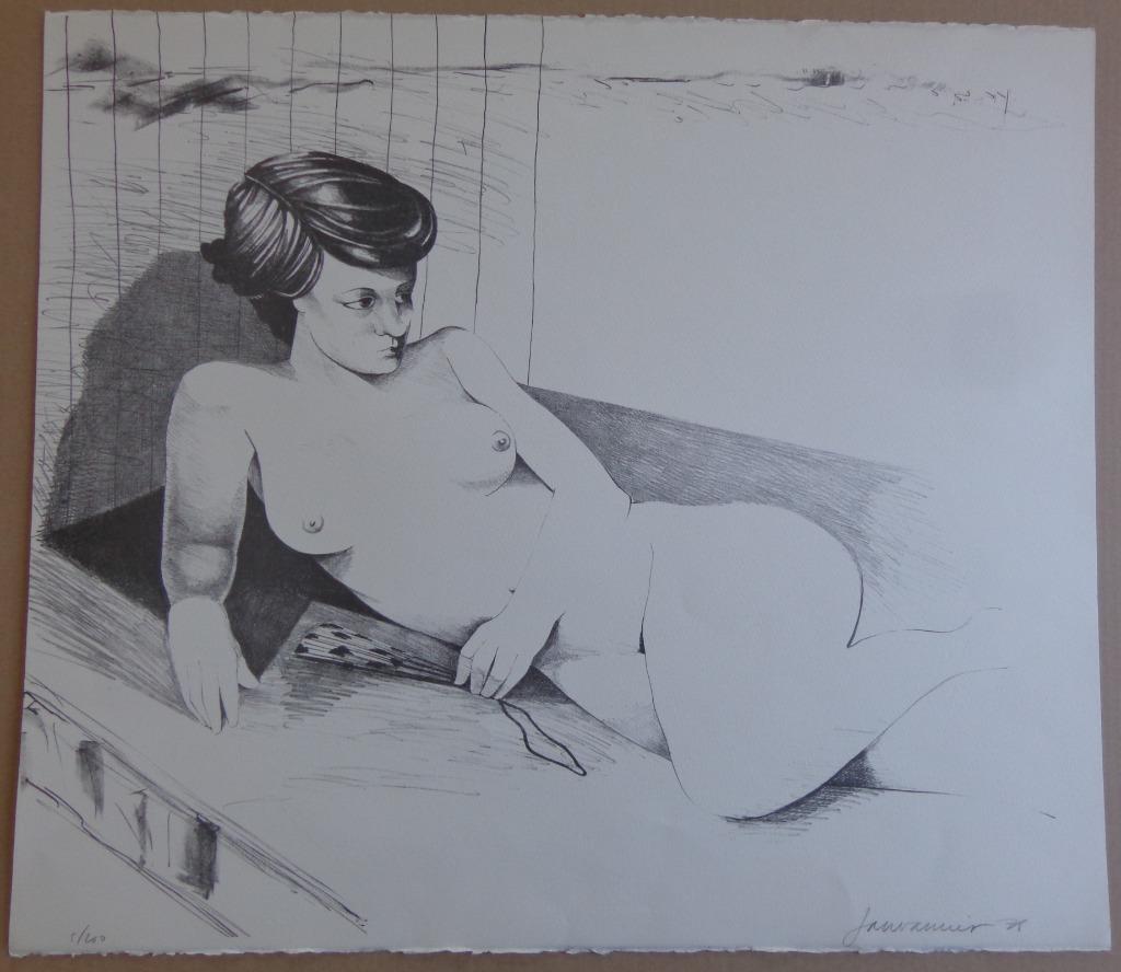 JAN VANRIET / NAAKTE VROUW / ZW-W LITHO / 56x65cm / SIG, Envoi