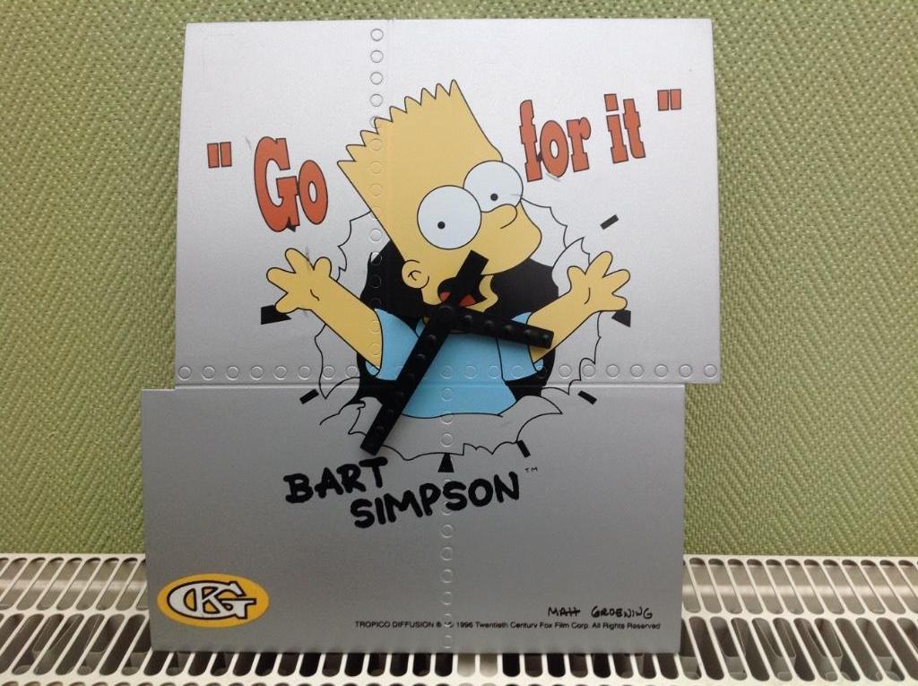 Horloge murale Bart Simpson « Tropico diffusion 1996 », Envoi, Autres personnages, Comme neuf, Ustensile