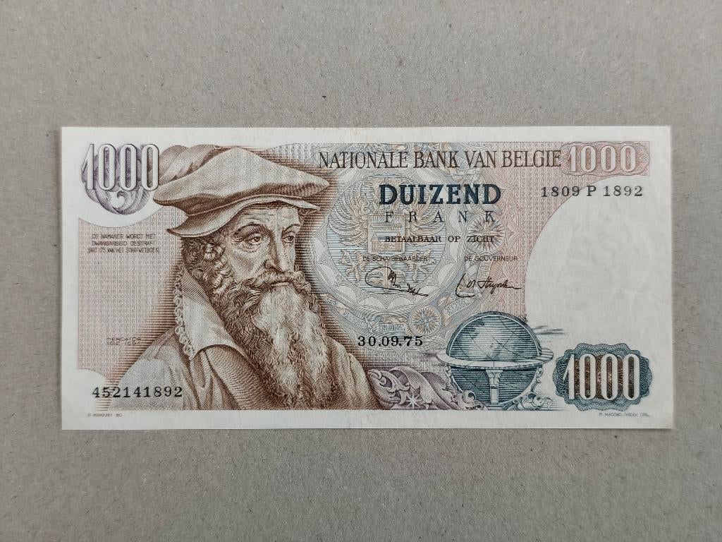 Billet de 1000 Fb type Mercator état TTB+, Timbres & Monnaies, Enlèvement ou Envoi, Billets en vrac