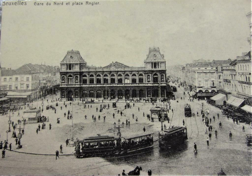 POSTKAART-BRUSSEL, HET NOORDSTATION EN HET ROGIERPLEIN., Ophalen of Verzenden, Ongelopen, Brussel (Gewest)