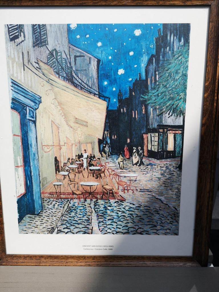 Reproductie Vincent Van Gogh - caféterras, Ophalen of Verzenden
