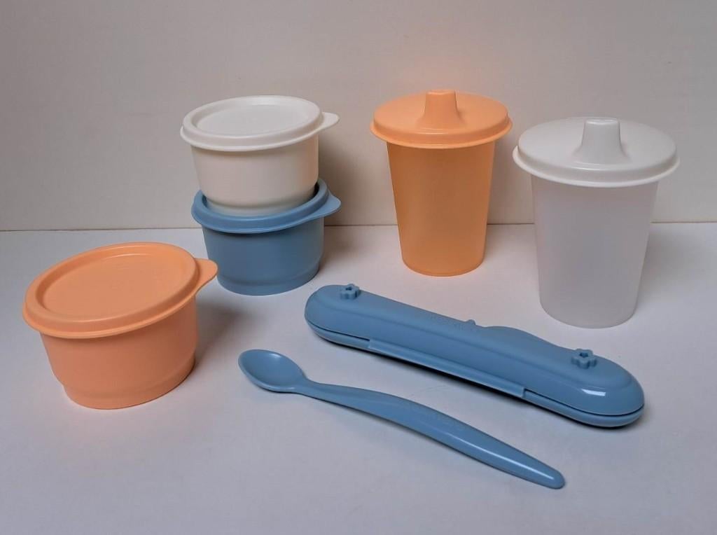 Tupperware™ « Complete babymaaltijdset » blauw wit oranje, Huis en Inrichting, Keuken | Tupperware, Verzenden, Nieuw, Blauw, Bak of Kom