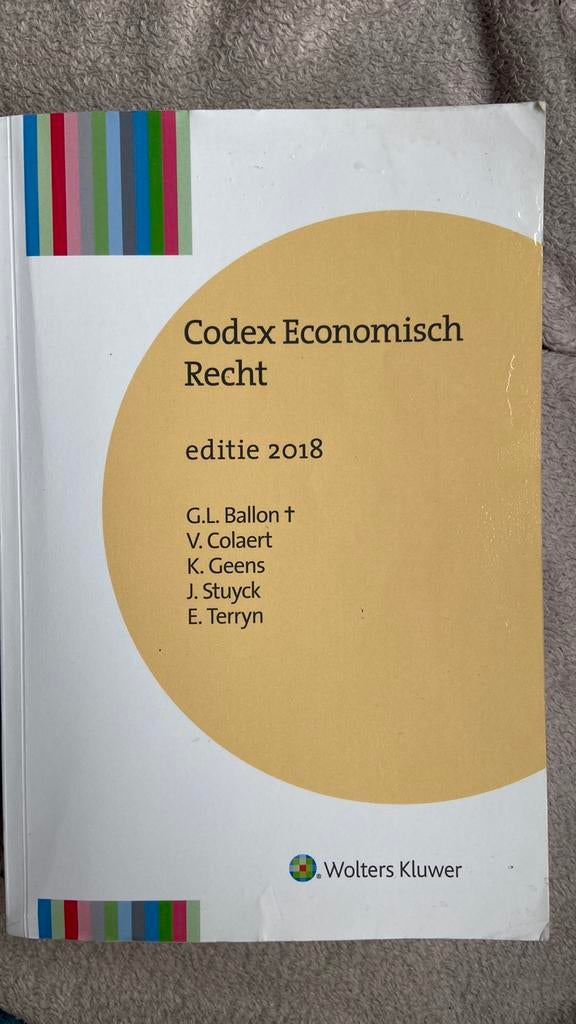 Codex economisch recht editie 2018, Boeken, Studieboeken en Cursussen, Ophalen of Verzenden, Gelezen, Hoger Onderwijs