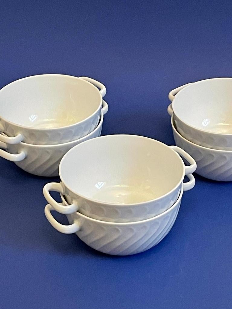 6x tasses à soupe Bareuther Bavaria Germany porcelaine, Enlèvement ou Envoi