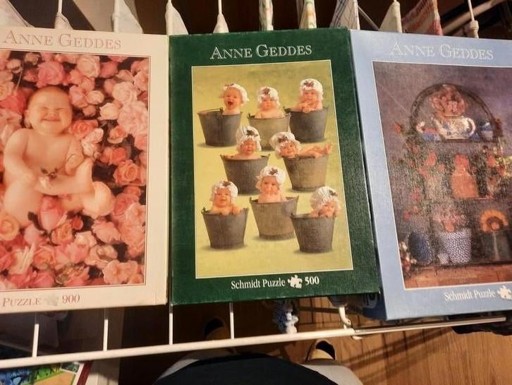 Puzzels Anne geddes set van 3 of apart, Enlèvement ou Envoi, 500 à 1500 pièces, Comme neuf, Puzzle