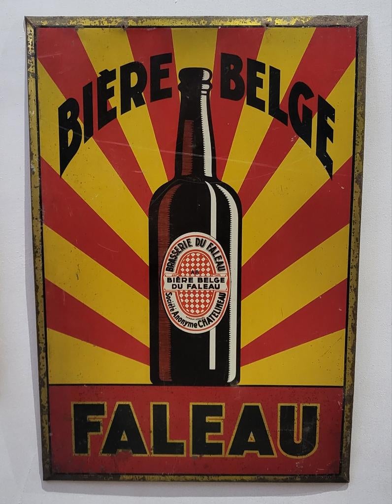 Blikken reclamebord Bière Belge., Ophalen of Verzenden, Reclamebord