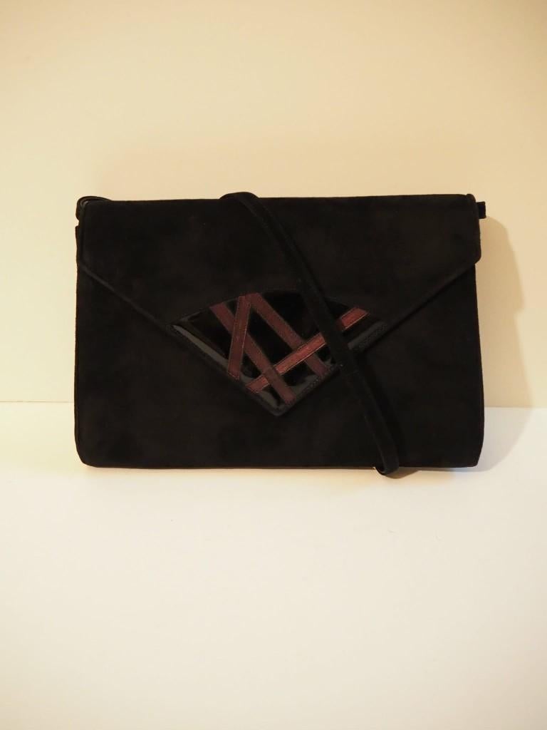 Vintage zwarte crossbody handtas, 1980s, Ophalen of Verzenden, Zo goed als nieuw, Zwart, Handtas