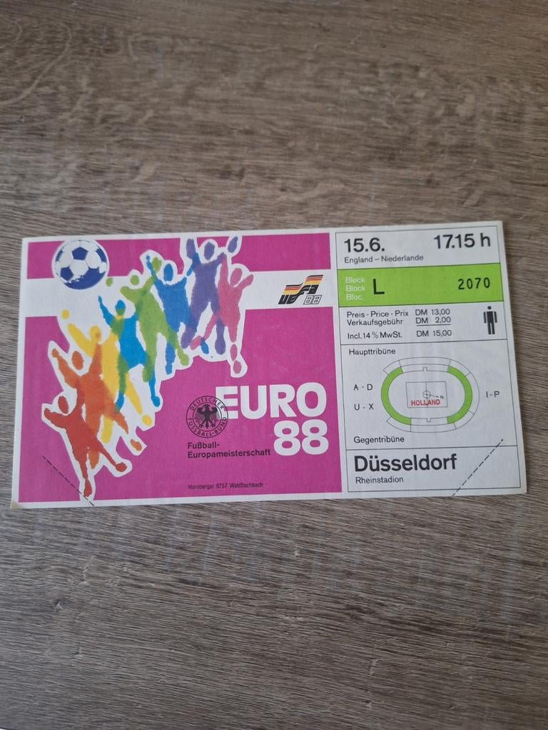 Inkomticket groepsfase EK 1988 Engeland-Nederland, Tickets en Kaartjes