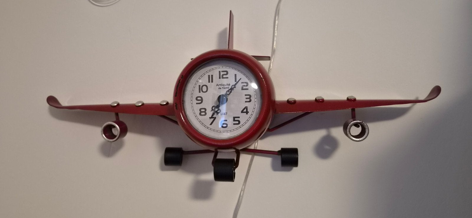 Vliegtuig Klokken Metaal Rood - Vintage Look, Ophalen, Metaal, 40 cm, Rood