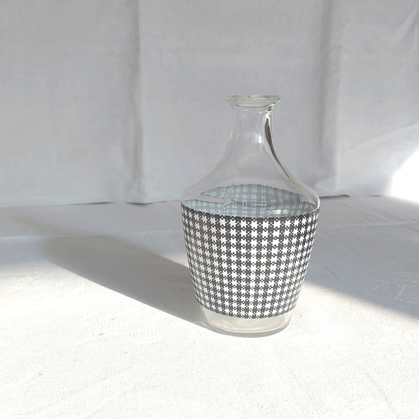 Kleine vintage glazen karaffles met pied-de-poule-patroon, Antiek en Kunst, Ophalen of Verzenden