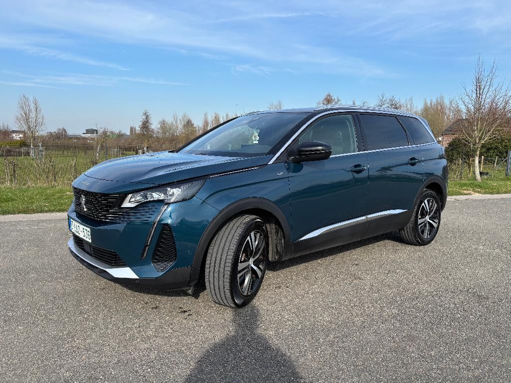 PEUGEOT 5008 GT 7 PLAATSEN AUTOMAAT  BENZINE FULL OPTION, Auto's, Testrit aan huis, Monovolume, USB, Blauw