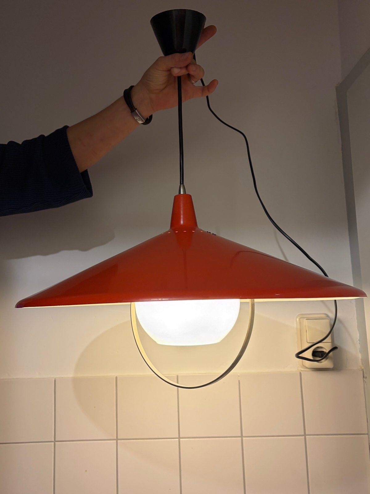 Vintage | Ufo | Hanglamp, Huis en Inrichting, Ophalen, Gebruikt, Vintage, E27 (groot)