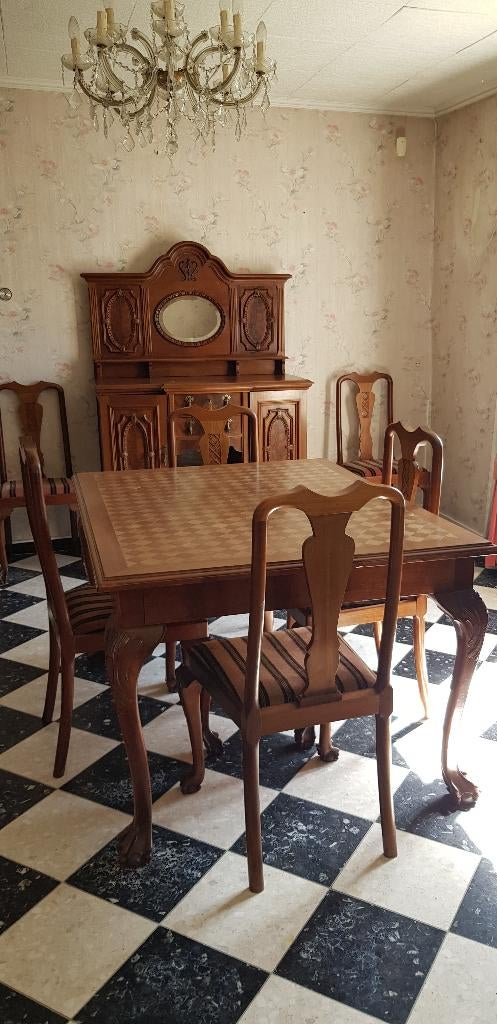Salle à  manger style Chippendaele, Maison & Meubles, Salles à manger complètes, Utilisé, 4 à 6 chaises, Enlèvement