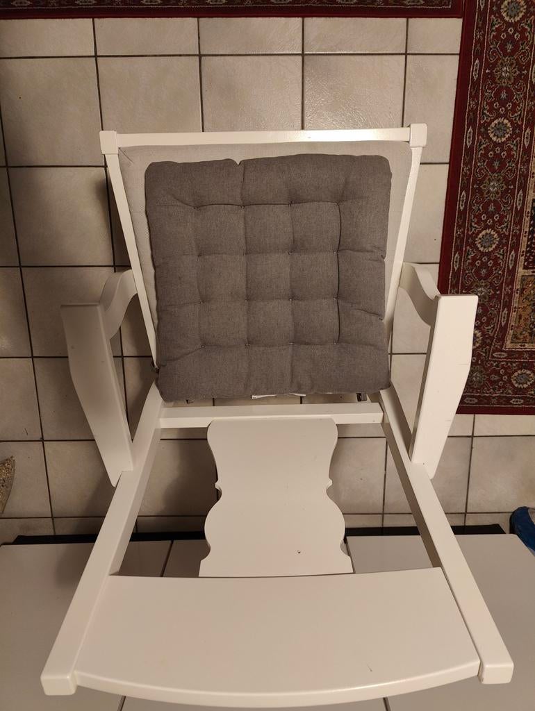 Lot de 4 chaises IKEA INGOLF en bois massif blanc, Gris, Bois, Une