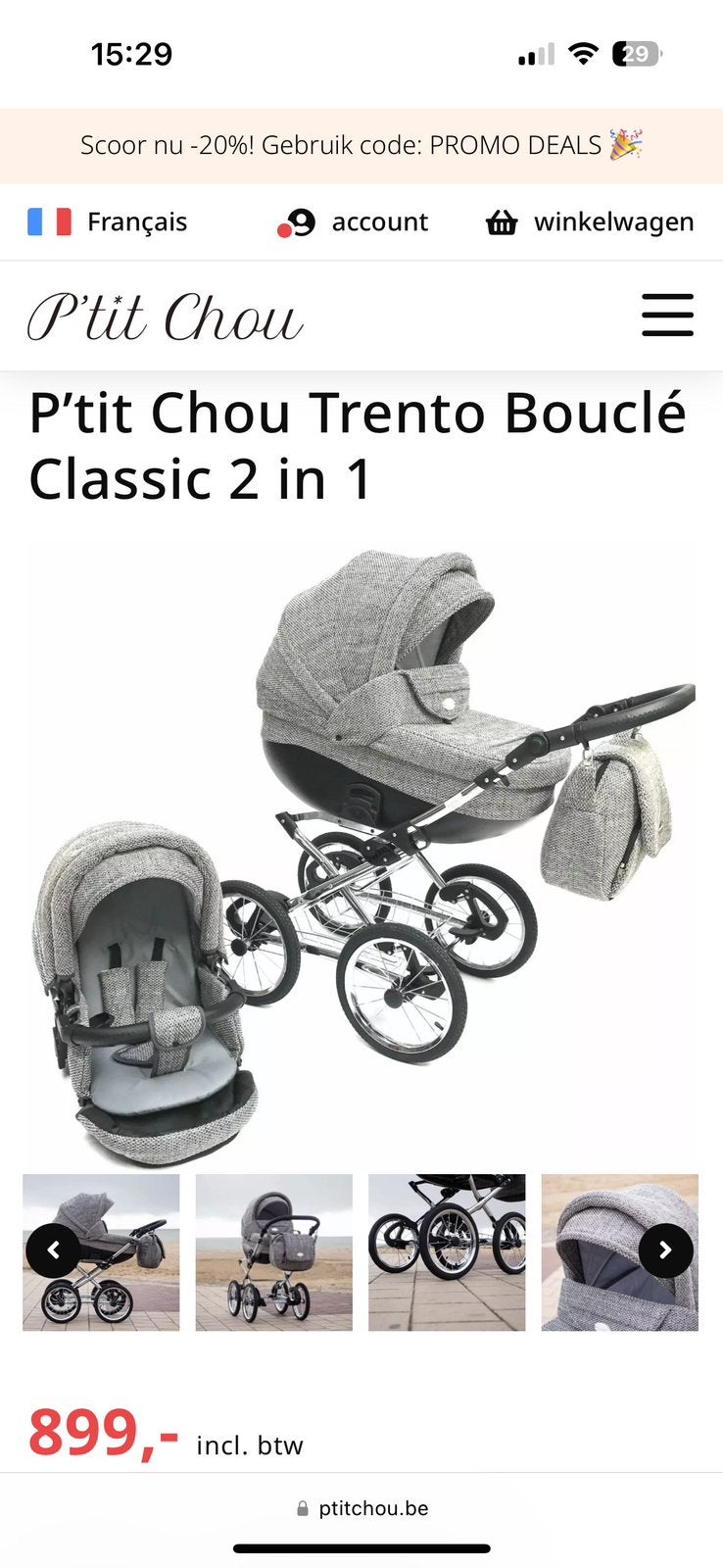 Complete wandelwagen Petit Chou, Kinderen en Baby's, Ophalen, Zo goed als nieuw