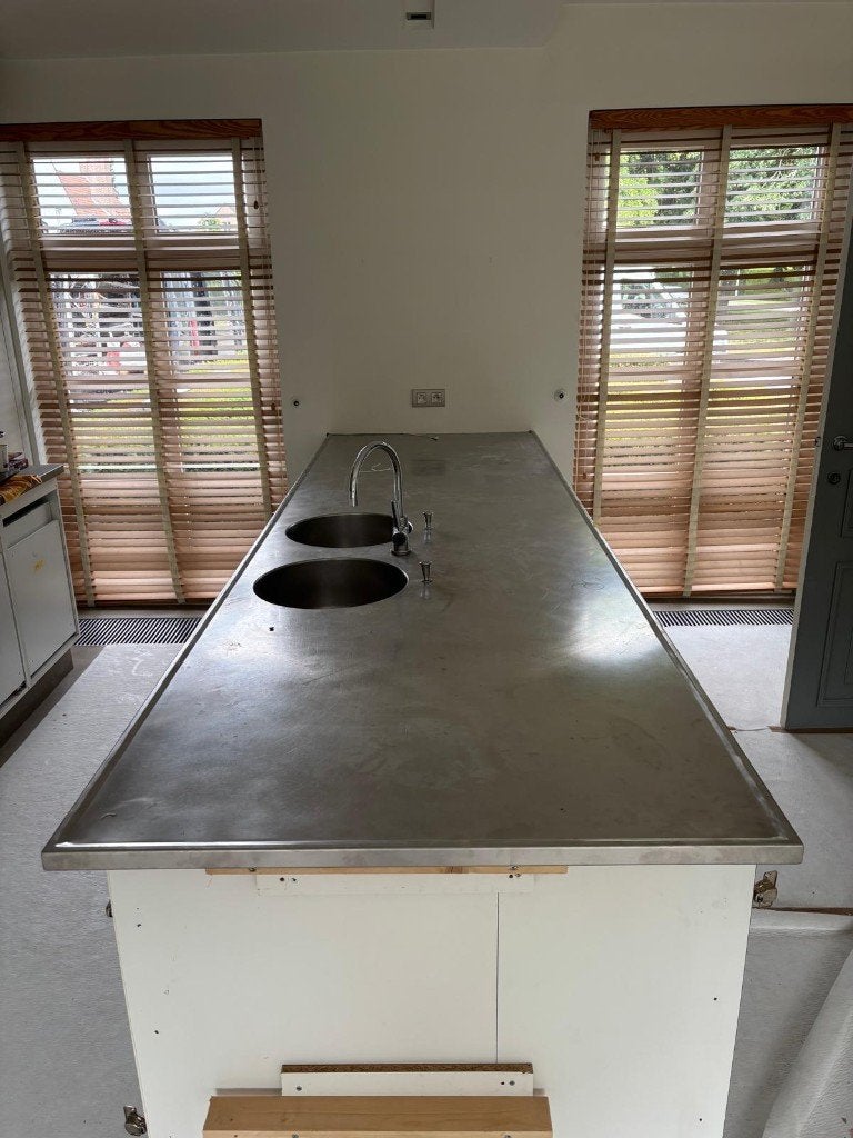 inox Spoelbak + werkblad, Bricolage & Construction, Sanitaire, Utilisé, Autres types, Inox, Enlèvement