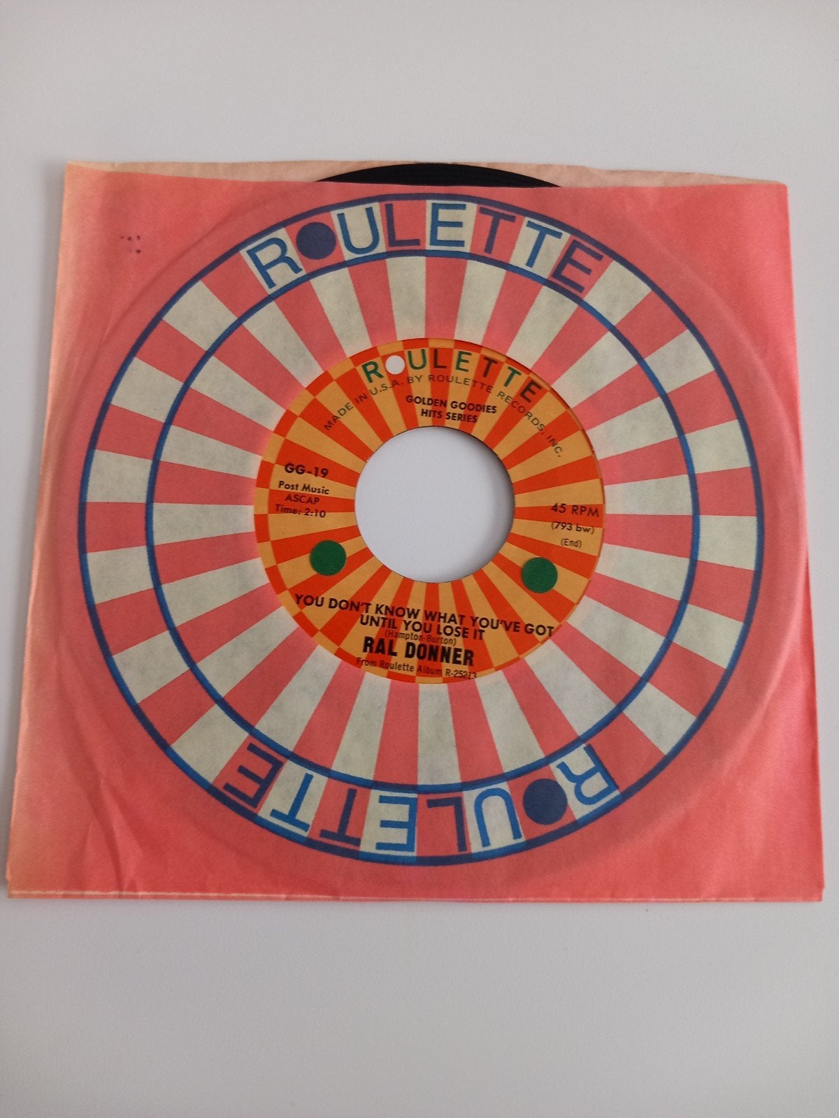 RAL DONNER. 2 FACE .  60S OLDIES 45T, Ophalen of Verzenden