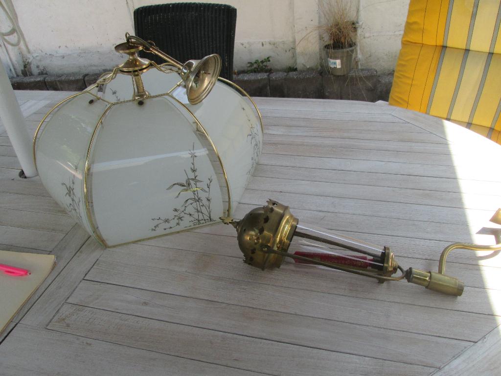 vintage luster zeskant model glas en oude antieke lantaarn, Ophalen, Zo goed als nieuw