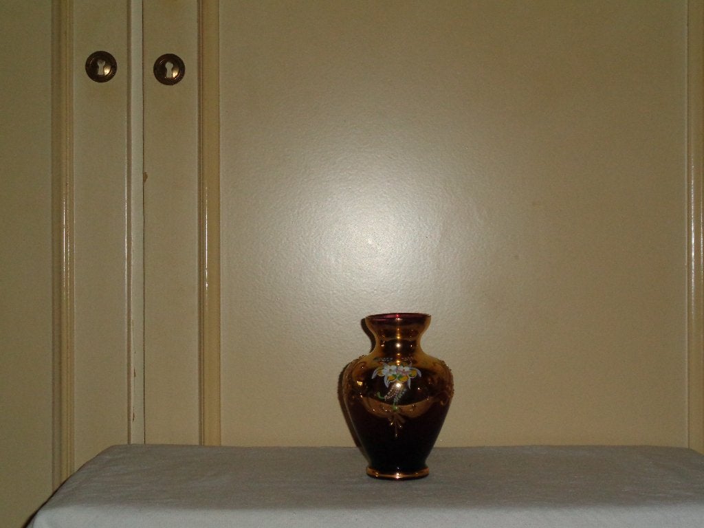 Prachtige Murano-vaas in rood en goudkleurig glas, Antiek en Kunst, Antiek | Glaswerk en Kristal, Ophalen