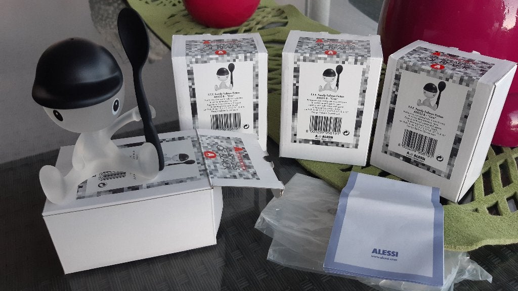 4 schattige Alessi Eierdopjes zwart Cico, Ophalen