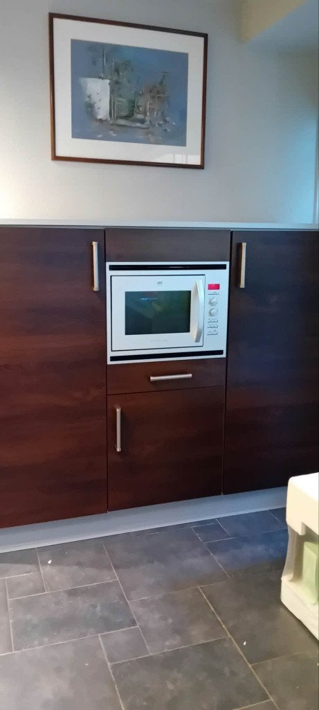 Keukenmeubel incl koelkast Zanussi & Combi AEG - Electrolux, Ophalen, Gebruikt, Bruin, 100 tot 150 cm