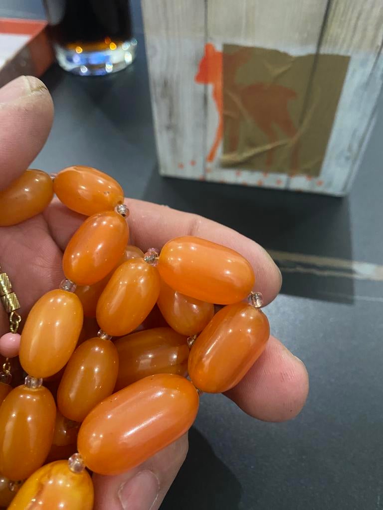 Vintage oranje bakeliet kralen ketting, Ophalen of Verzenden, Ketting