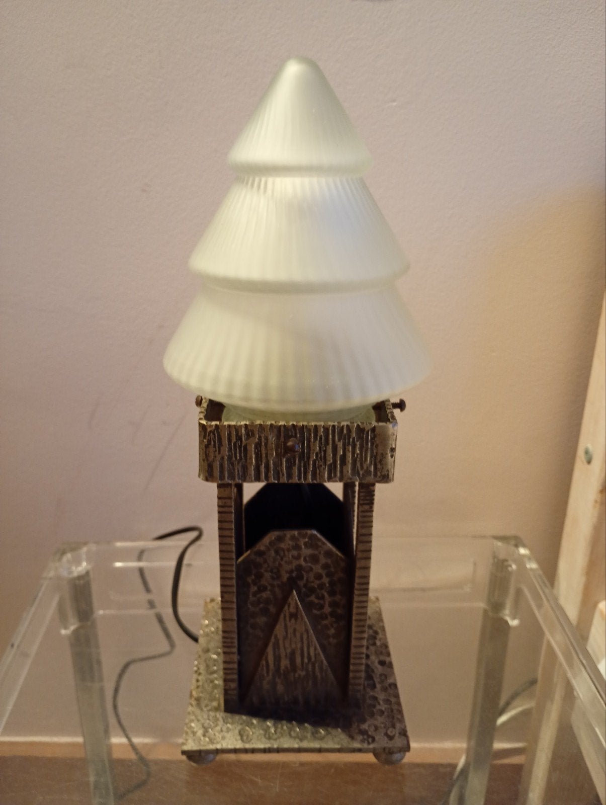 lampe art déco d'epoque, Maison & Meubles, Verre, 35 cm, Enlèvement, Lampe de chevet