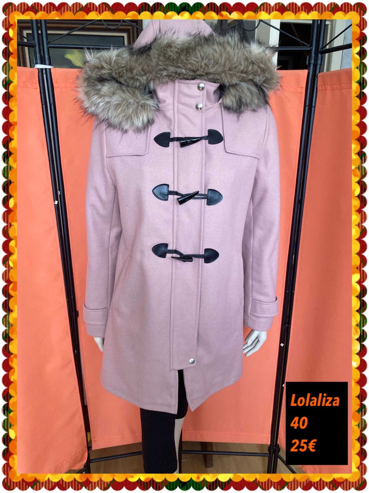 Duffelcoat dames 40Lolaliza, Kleding | Dames, Jassen | Winter, Ophalen of Verzenden, Zo goed als nieuw, Maat 38/40 (M), Roze