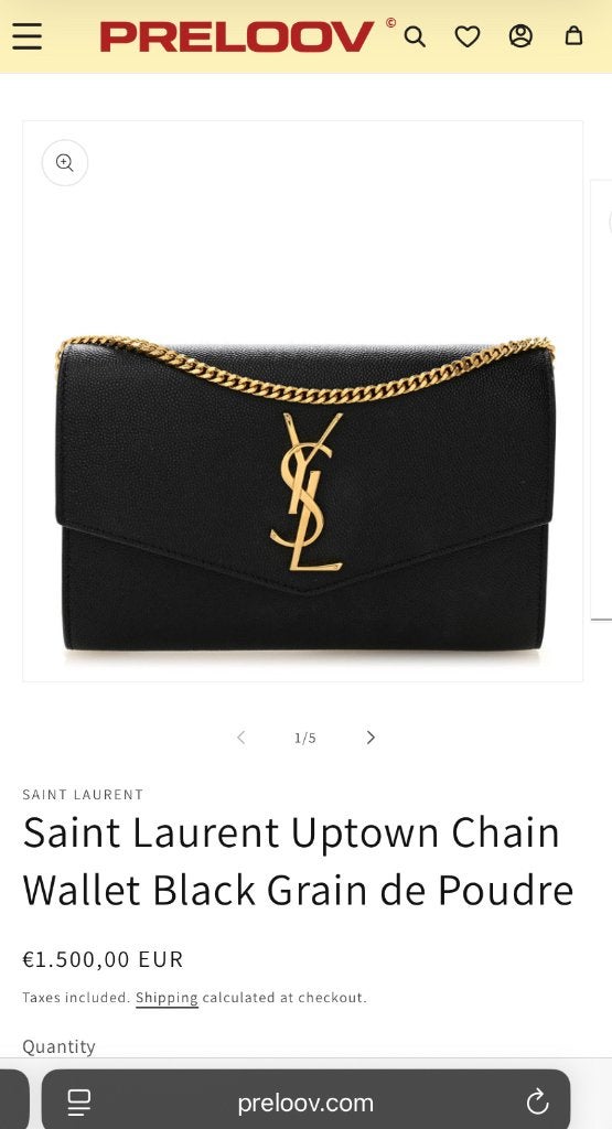 Saint Laurent Uptown Chain Wallet Black Grain de Poudre, Handtassen en Accessoires, Tassen | Damestassen, Ophalen of Verzenden