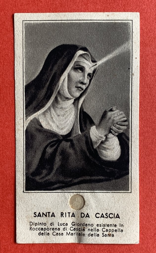 Relikwie Reliek Heilige Rita van Cascia Relique, Verzamelen, Religie, Ophalen of Verzenden, Gebruikt, Kaart of Prent, Christendom | Katholiek