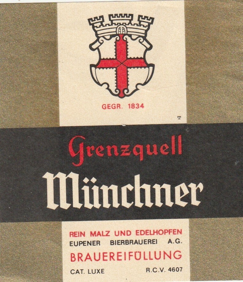 bieretiket Eupener Bierbrauerei : Grenzquell Münchner, Collections, Envoi, Utilisé, Autres types, Autres marques