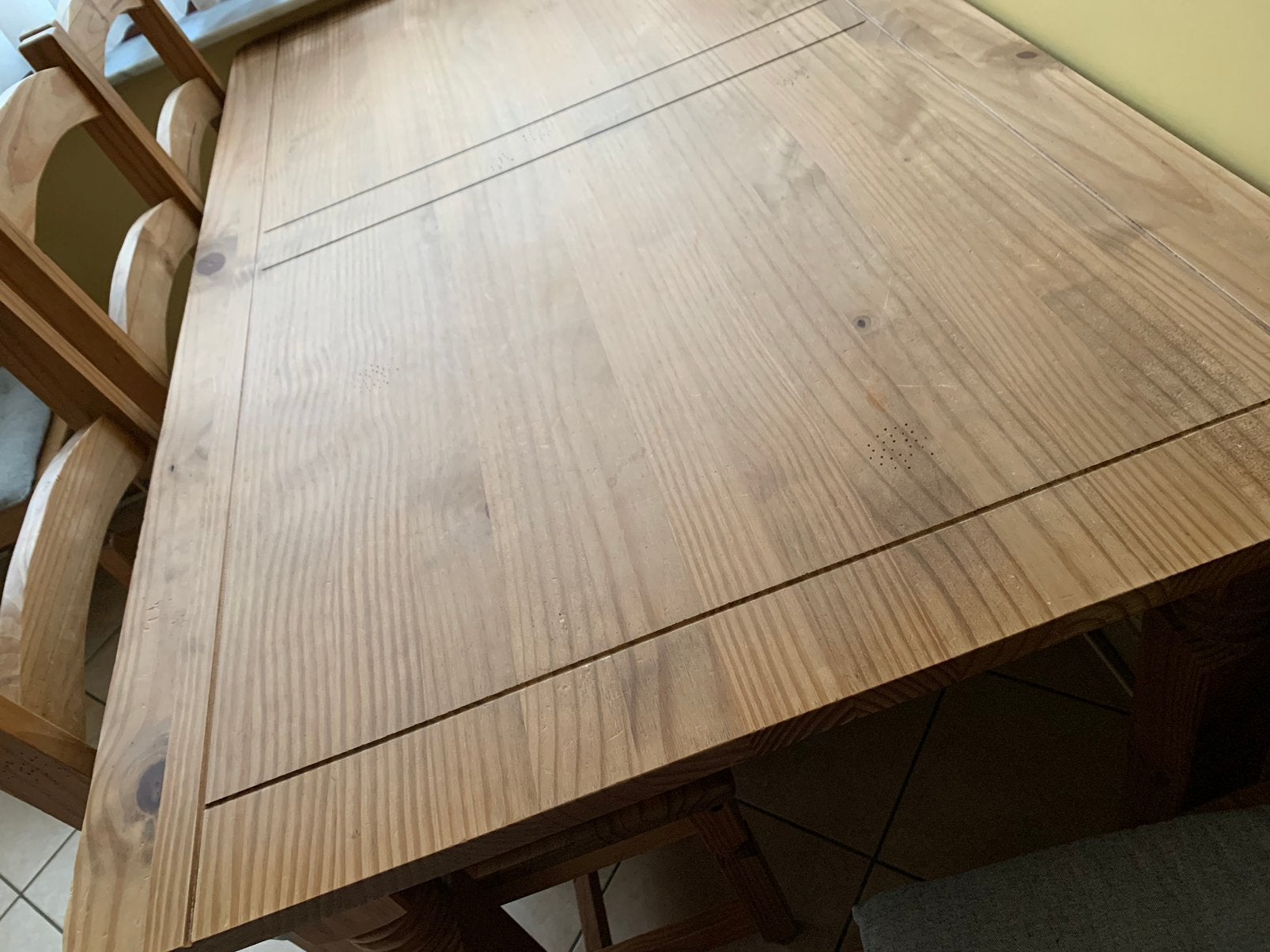 Eettafel+6 stoelen, Ophalen, Zo goed als nieuw, Grenenhout