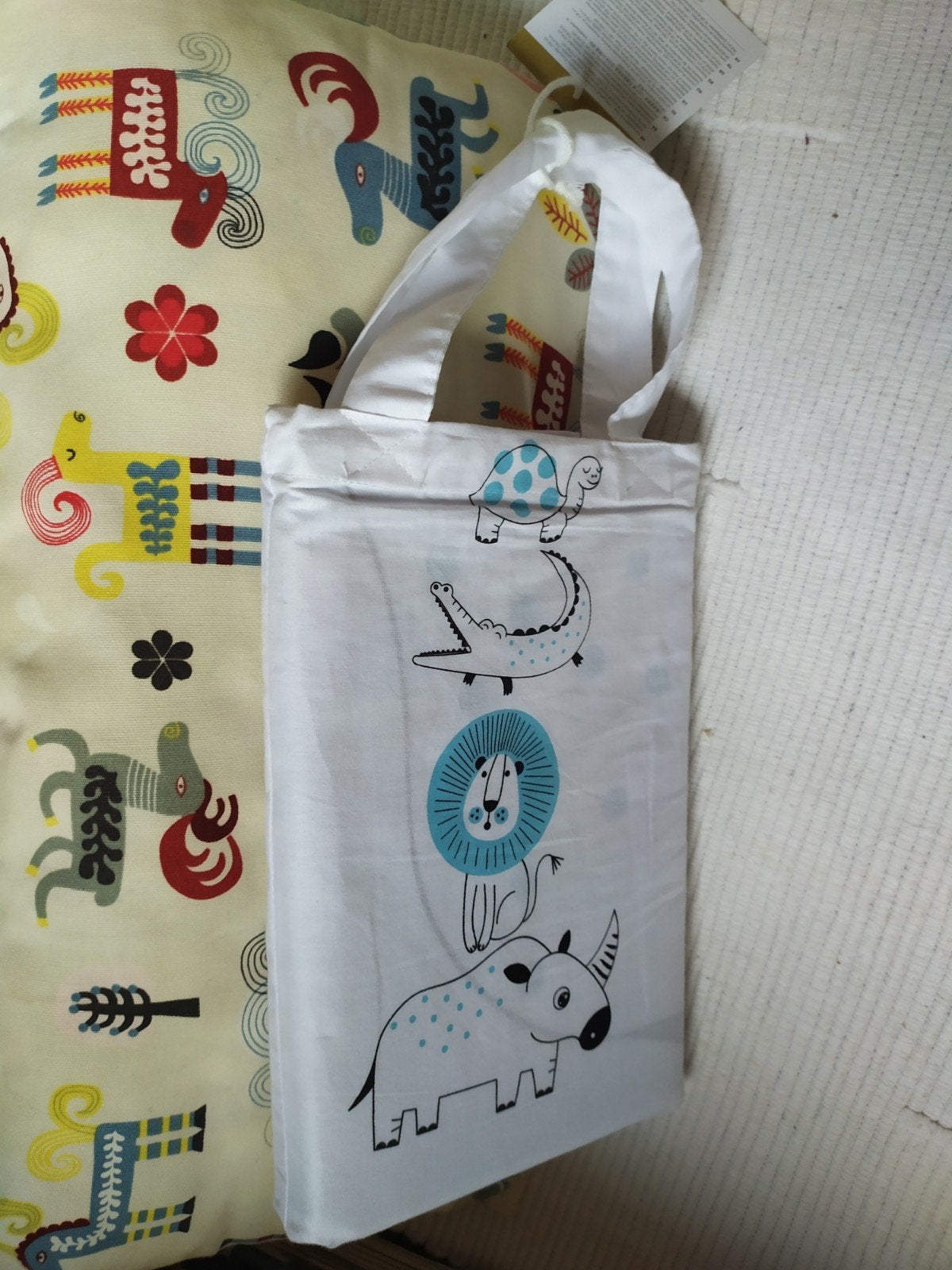 Nieuw dekbedovertrek met dierentuinprint met sloop en opberg, Kinderen en Baby's, Ophalen of Verzenden, Wit, Dekbedovertrek
