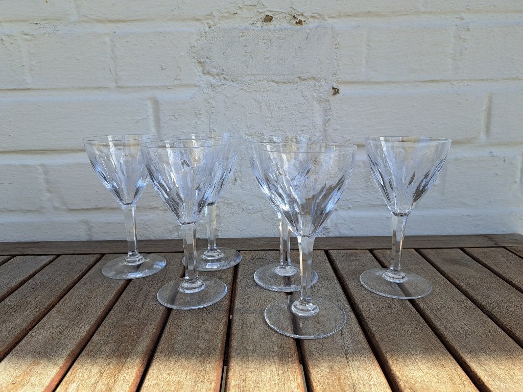 6 antiek kristallen witte wijnglazen, Ophalen